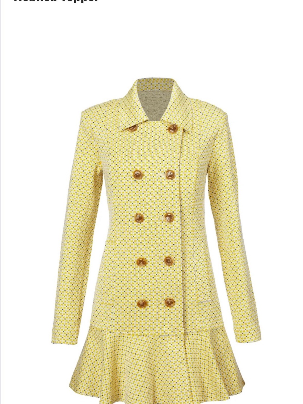 CAbi Yellow Double-Breasted Hobnob Topper.